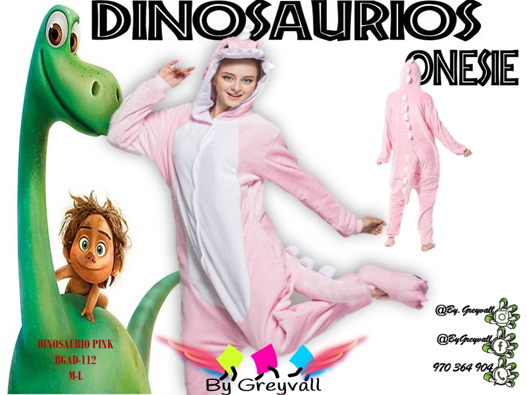 Pijama Kigurumi Dinosaurio Rosa