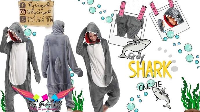 Pijama Kigurumi Tiburón Gris - Shark